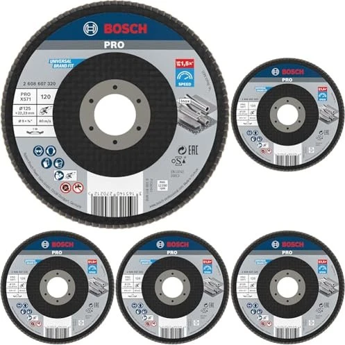 Bosch Professional X571 Best for Metal Fächerschleifscheibe gewinkelt K120, 125x22.23mm, 1 Stück