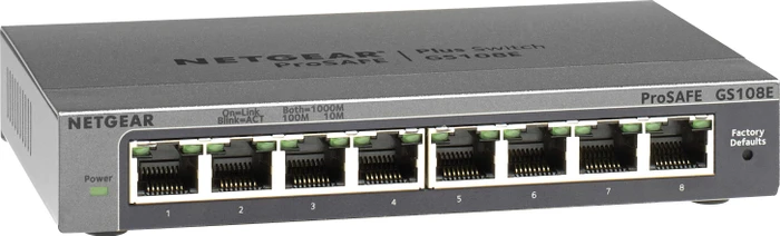 Netgear ProSAFE Plus GS100 Desktop Gigabit Smart Switch, 8x RJ-45