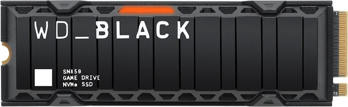 Western Digital WD_BLACK SN850 NVMe SSD (lizenziert für PS5) 1TB, M.2 2280 / M-Key / PCIe 4.0 x4, Kühlkörper