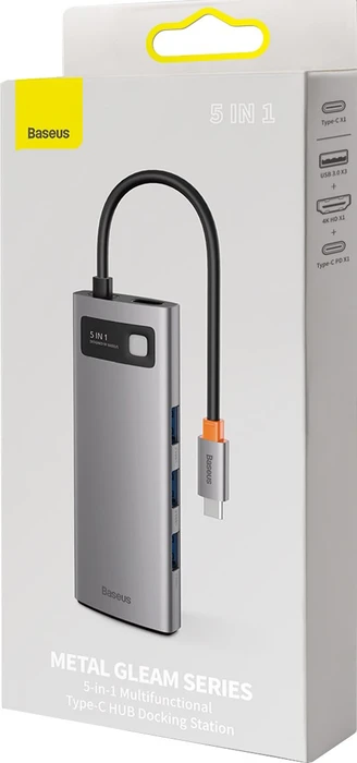 Baseus Metal Gleam 5-in-1 Hub, USB-C 3.0 [Stecker]