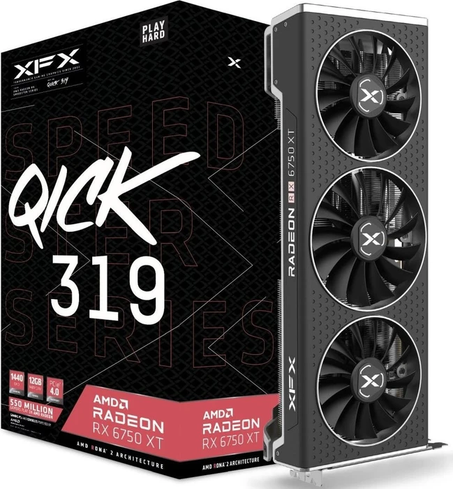 XFX Speedster QICK 319 Radeon RX 6750 XT Core Gaming, 12GB GDDR6, HDMI, 3x DP