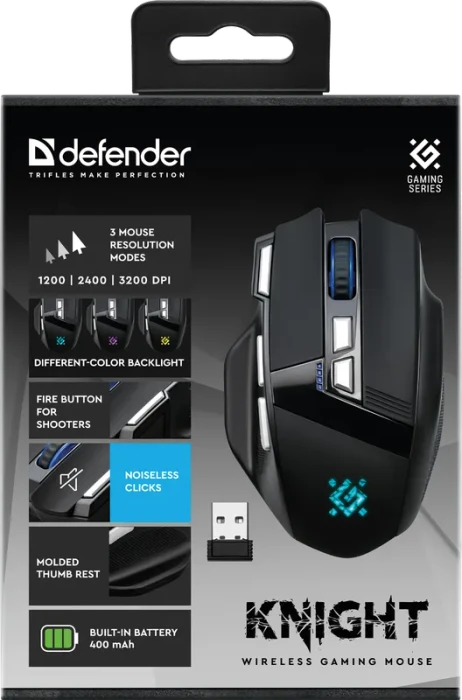 Defender Knight GM-885 Wireless Gaming Mouse schwarz, USB