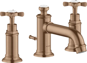 Hansgrohe Axor Montreux 3-Loch Waschtischarmatur 30 mit Kreuzgriffen und Zugstangen-Ablaufgarnitur brushed red gold