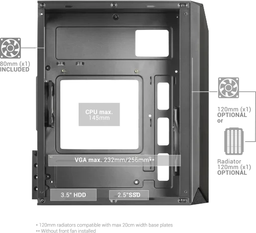 Mars Gaming MC-S1, schwarz, Acrylfenster