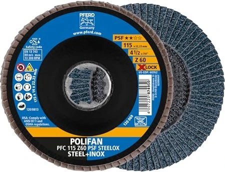 Pferd PFC 115 Z 60 PSF STEELOX/X-LOCK Fächerschleifscheibe K60, 115mm, 10 Stück