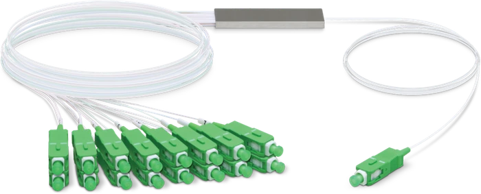 Ubiquiti UFiber LWL Simplex Kabel PLC Splitter, 1x SC-APC Stecker/16x SC-APC Stecker, 4m, weiß