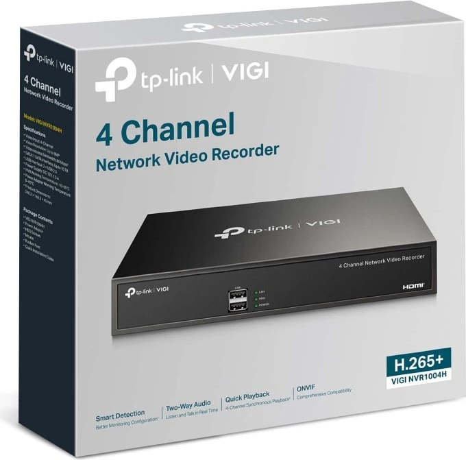 TP-Link VIGI NVR1004H 4-Kanal, Netzwerk-Videorecorder