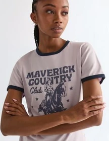 Wrangler Ringer T-Shirt kurzarm evening haze (Damen)