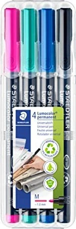 Staedtler Lumocolor 317 permanent magenta/türkis/blau/schwarz, 4er-Set