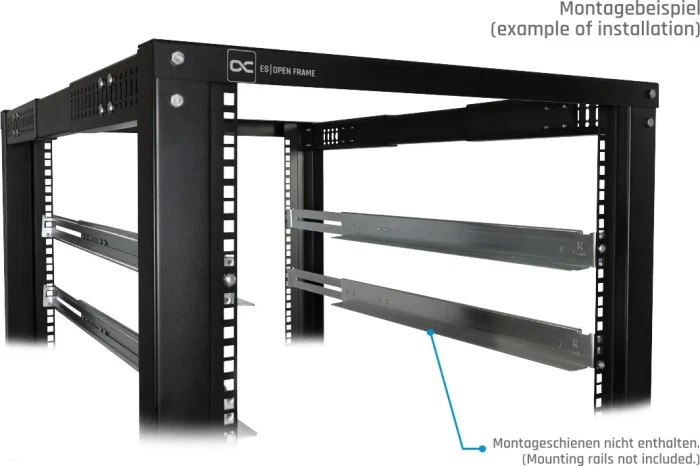 Alphacool ES 19" Open Frame Serverrack 12HE, tiefenvariabel, 1105mm tief