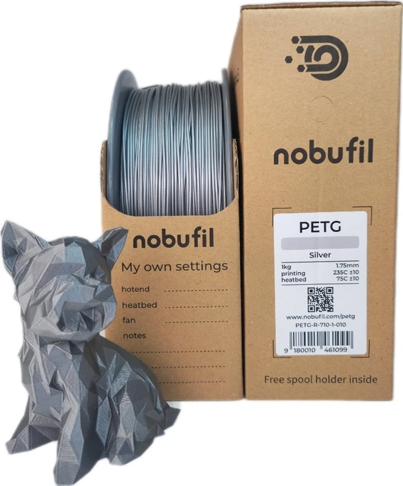 Nobufil PETG, silver, Spule, 1.75mm, 1.00kg