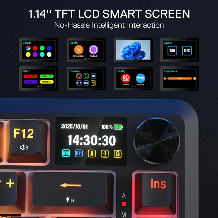 Redragon Behemoth K724 Pro Wireless, schwarz, LEDs RGB, Mint Mambo, USB/Bluetooth, US