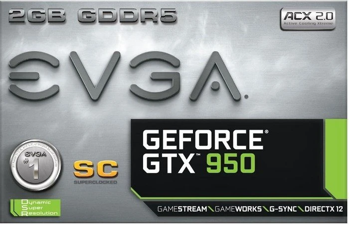 EVGA GeForce GTX 950 SC, 2GB GDDR5, DVI, HDMI, 3x DP