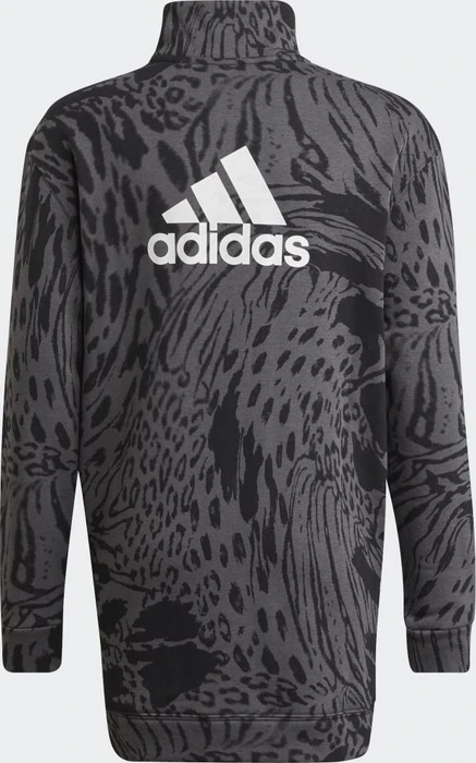adidas Future Icons Hybrid Animal Print Cotton Loose Half-Zip Kleid grey six/black/white (Junior)