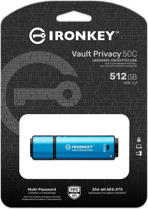 Kingston IronKey Vault Privacy 50C 512GB, USB-C, USB 3.2 Gen 1×1