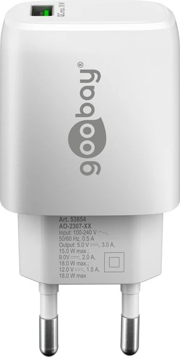 Wentronic Goobay USB-A QC Schnellladegerät 18W weiß
