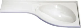 Comet-Pumpen Eckwaschbecken Ablage links 840x375x160mm, ohne Hahnloch, ohne Überlauf, weiß