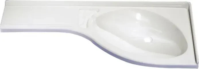 Comet-Pumpen Eckwaschbecken Ablage links 840x375x160mm, ohne Hahnloch, ohne Überlauf, weiß