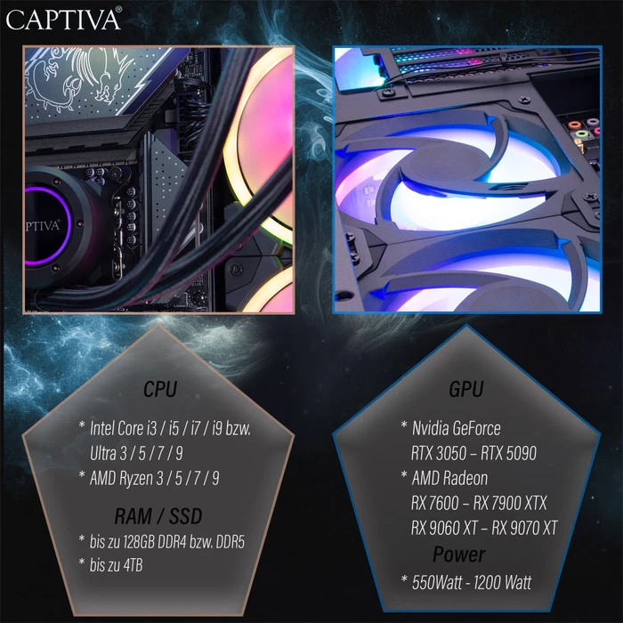 Captiva Ultimate Gaming R90-350, Ryzen 9 9950X3D, 64GB RAM, 4TB SSD, GeForce RTX 5090, Windows 11 Home