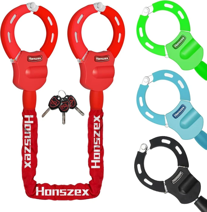 Honszex Electric Scooter Handschellen Kettenschloss, Schlüssel rot