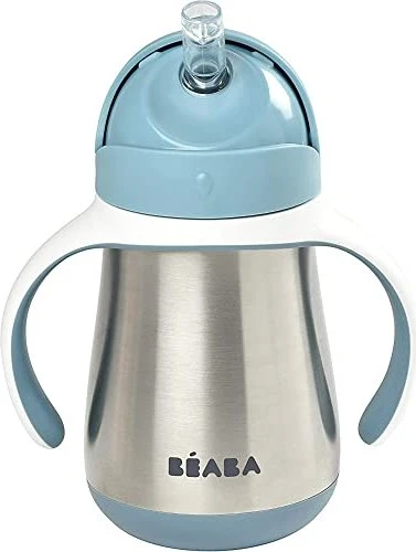 Beaba Edelstahl Trinklernbecher mit Trinkhalm, 250ml