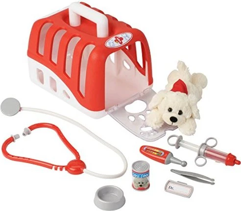 Theo Klein Tierarztkoffer-Set mit Plüschhund und Zubehör