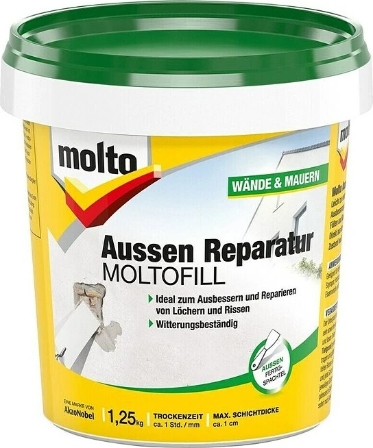 molto Moltofill Außen Reparatur Fertigspachtelmasse, 1.25kg