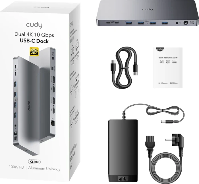 Cudy Duales 4K-10-Gbit/s-USB-C-Dock, USB-C 3.1 [Buchse]
