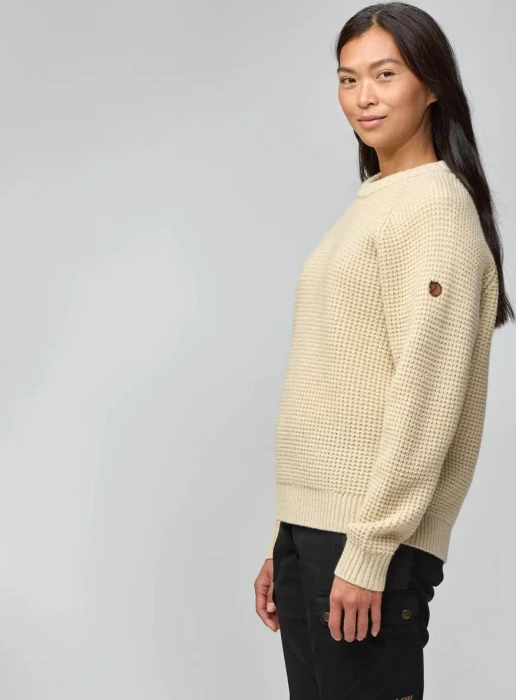 Fjällräven Övik Waffle Knit Strickpullover light beige (Damen)
