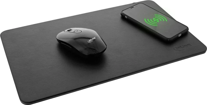 InLine Wireless Charging Mousepad, Kunstleder, schwarz (55495) – Bild 3 von 5
