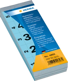 Herma Nummernetiketten 1-500, 190x30mm, hellblau, 100 Blatt (200 Etiketten)