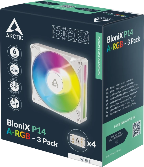 ARCTIC BioniX P14 A-RGB, weiß, 140mm, 3er-Pack