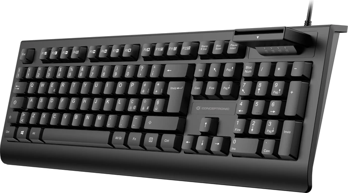 Conceptronic Kayne Tastatur mit SmartID-Kartenleser, schwarz, USB, IT