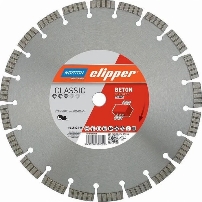 Norton Clipper Classic Beton Turbo Diamanttrennscheibe, 300x3.2x20mm, 1 Stück