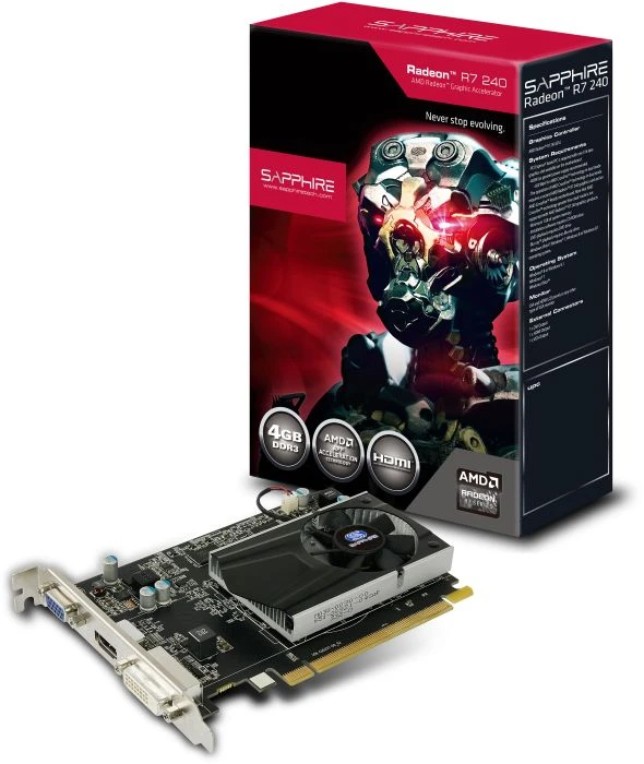Sapphire Radeon R7 240, 4GB DDR3, VGA, DVI, HDMI, lite retail