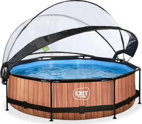 Exit Toys Wood Frame Pool mit Filterpumpe und Abdeckung rund 300x76cm