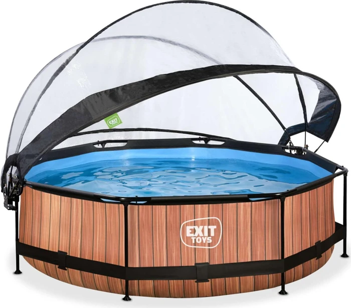Exit Toys Wood Frame Pool mit Filterpumpe und Abdeckung rund 300x76cm