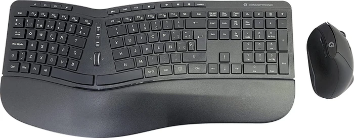 Conceptronic Orazio Ergo Wireless Ergonomic Keyboard and Vertical Mouse Kit schwarz, USB, ES