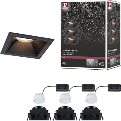Paulmann Cole Coin LED 6W Einbauleuchte schwarz, 3 Stück