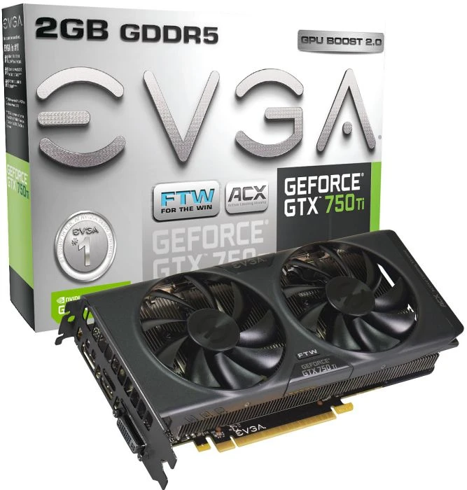 EVGA GeForce GTX 750 Ti FTW ACX Cooler, 2GB GDDR5, DVI, HDMI, DP
