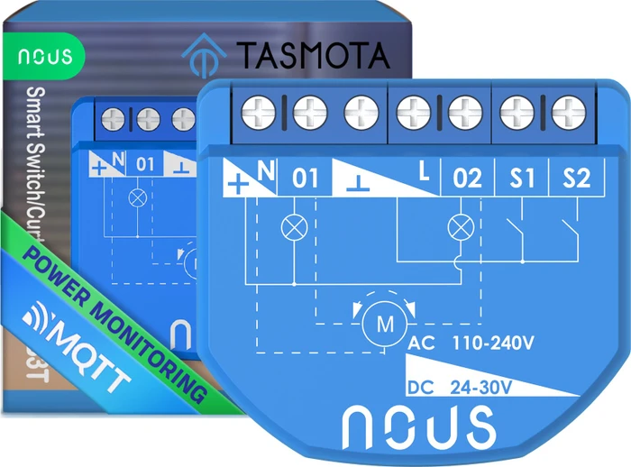 Nous B3T WiFi Tasmota Switch Modul 2-Kanal, 16A, Schaltaktor
