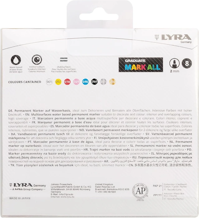 Lyra Graduate Mark All Permanentmarker 2mm sortiert, 8er-Set, Etui