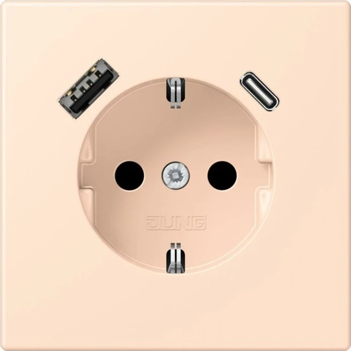 Jung Serie LS SCHUKO-Steckdose mit USB-Ladegerät Safety+, rose pâle