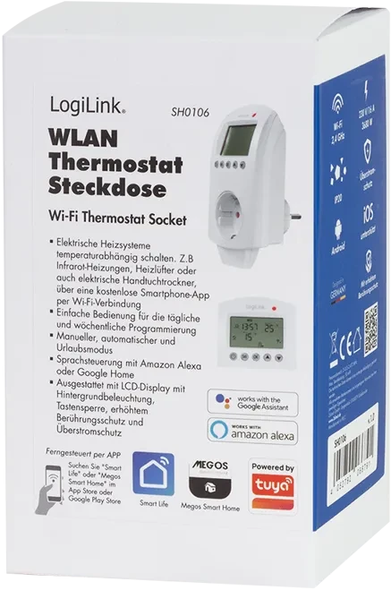 LogiLink Wi-Fi Smart Thermostatsteckdose 1-fach, 3680W, Smart-Steckdose