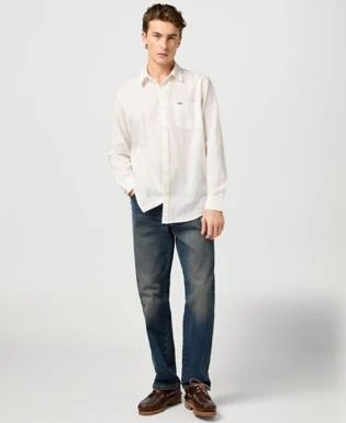 Wrangler Regular 1 Pocket Hemd langarm weiß (Herren)