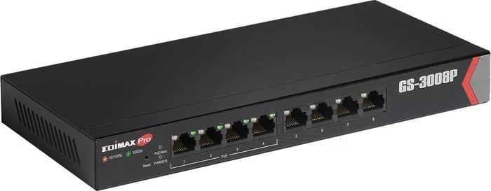 Edimax Pro GS-3000 Desktop Gigabit Smart Switch, 8x RJ-45, 60W PoE+