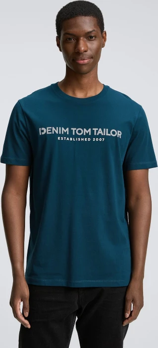 Tom Tailor Basic mit Logo-Print T-Shirt kurzarm tropical lagoon (Herren)