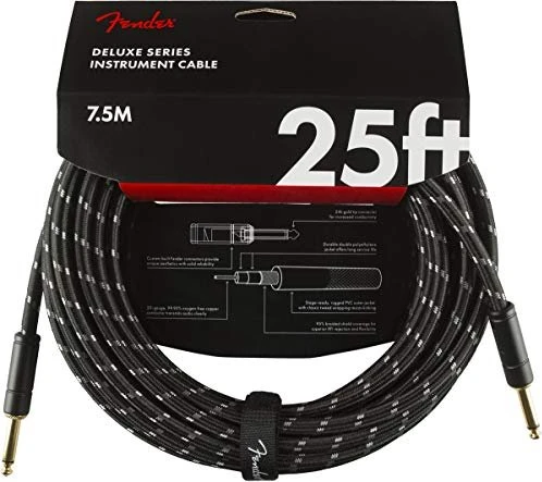 Fender Deluxe Series Instrument Cable Black Tweed Straight 7.5m