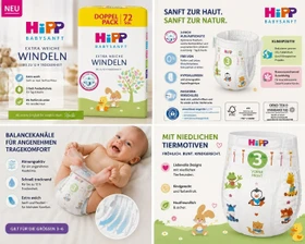 Hipp Babysanft Extra Weiche Windeln Gr.3 Midi Einwegwindel, 6-10kg, 72 Stück