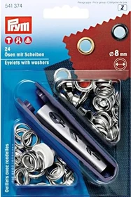 Prym Ösen mit Scheiben 8mm silber, 24 Stück